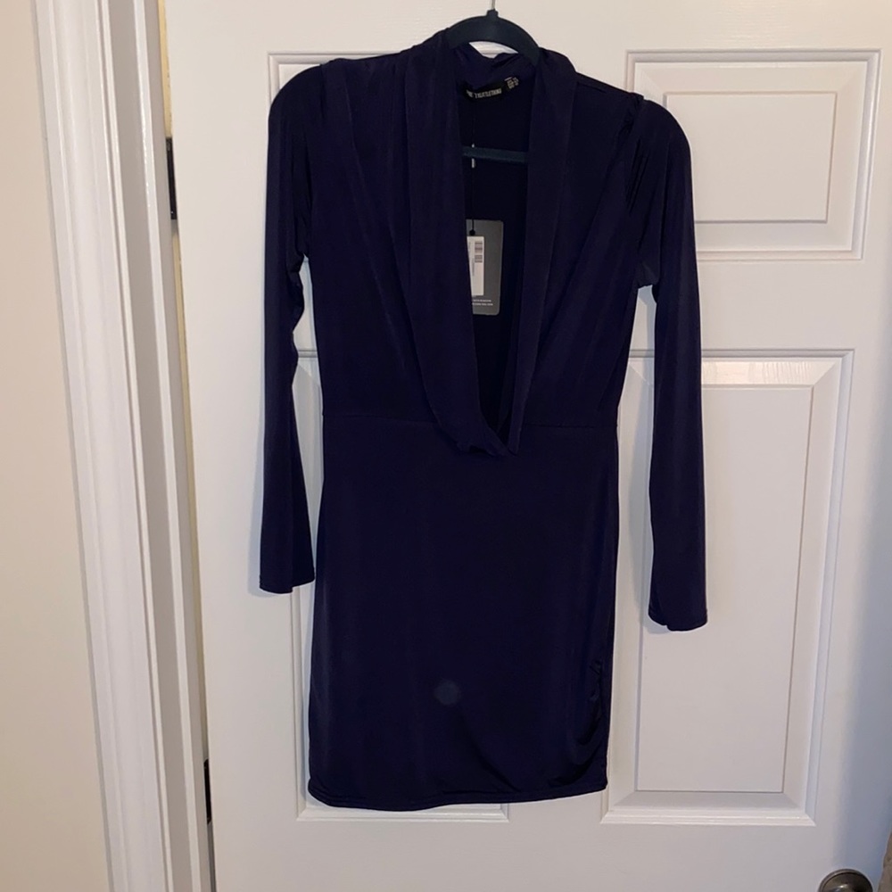 Slinky long sleeve cow neck dress
